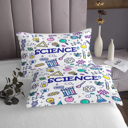 Miniatura 4 de Erosebridal Juego de edredón con temática de ciencia, colcha de fórmula científica, tamaño individual, matemáticas, geometría, ciencia, juego