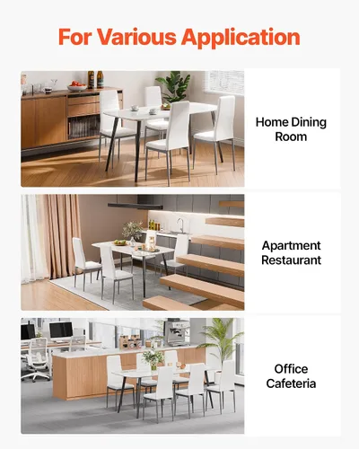 Miniatura 7 de VEVOR Juego de 6 sillas decorativas modernas de comedor, sillas laterales tapizadas de cuero para sala de estar, silla de cocina que ahorra espacio