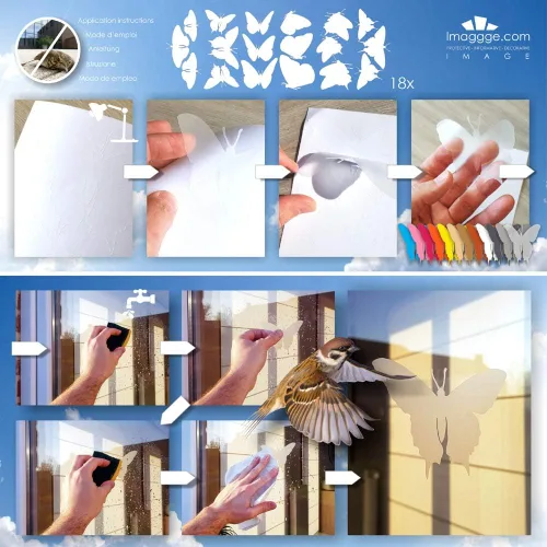 Miniatura 5 de Protección para ventanas - Calcomanías anticolisión para evitar golpes de personas y pájaros en el cristal de la ventana - Juego de 18 calcomanías