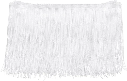 Miniatura 35 de Uxcell 10 yardas y 4 pulgadas beige con flecos de cadeneta - poliéster, estilo bohemio para múltiples ocasiones