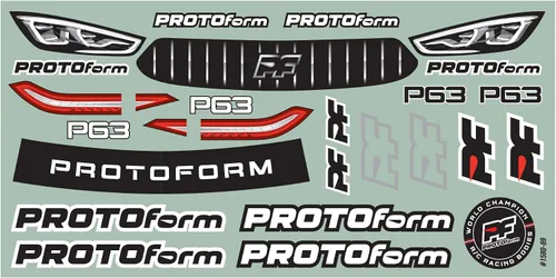 Miniatura 9 de Pro-line Racing PROTOform 1/10 P63 X-Lite 0.016 in Cuerpo transparente para 7.480 in TC PRM158015 Carrocerías de coche/camión Alas y calcomanías