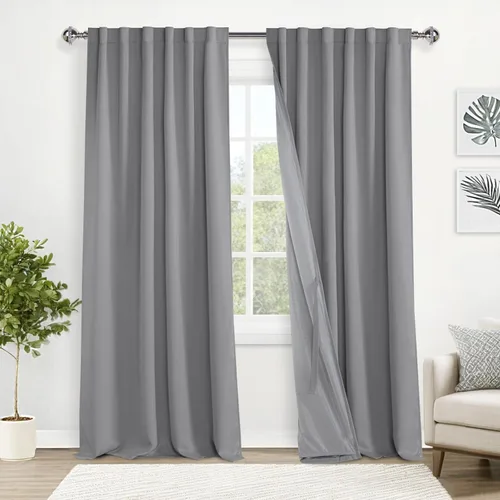 Miniatura 61 de XWZO Cortinas blancas 100% opacas con alzapaños, 2 capas gruesas completamente sombreadas con bolsillo para barra y pestaña trasera, cortinas