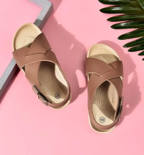Miniatura 7 de Cubufly Sandalias para niños con tiras cruzadas y puntera abierta, zapatos de verano para uso en interiores y exteriores, para niños pequeños