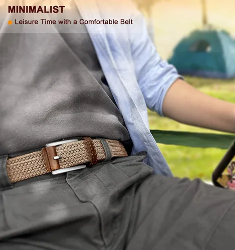 Miniatura 9 de BULLIANT Cinturón para hombre, paquete de 2 unidades, elástico trenzado para hombre, para golf, caza, pantalones de mezclilla, 1 38 pulgadas