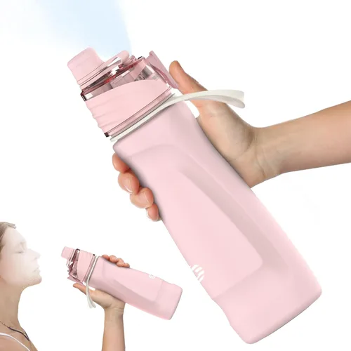 Miniatura 11 de Botella de agua con nebulización, botella de agua aislada de 24 onzas, botellas de agua de acero inoxidable 2 en 1, botella de agua deportiva