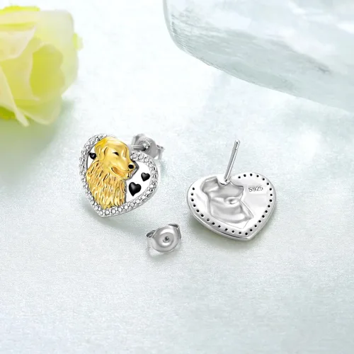 Miniatura 3 de Aretes Golden Retriever para mujer, plata de ley 925, aretes de perro Golden Retriever, lindos animales, joyería de regalo para mujeres, niñas
