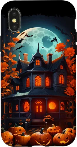 Miniatura 5 de Funda para iPhone 11 Pro Max Halloween espeluznante casa embrujada murciélagos y calabazas talladas