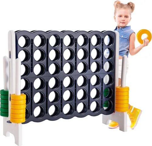 Miniatura 12 de ARLIME Juego gigante gigante de 4 en punta, juegos de patio trasero para niños y adultos, 4 en una fila con palanca de liberación rápida, 42 anillos