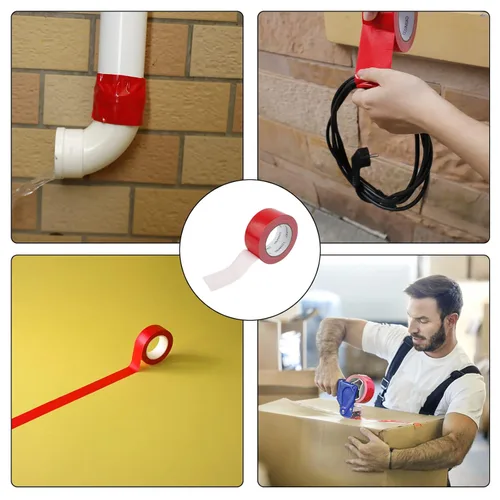 Miniatura 2 de COSIMIXO Paquete de 5 cintas adhesivas rojas resistentes, 2 pulgadas x 30 yardas, fuerte, flexible, sin residuos, para todo tipo de clima y desgarro