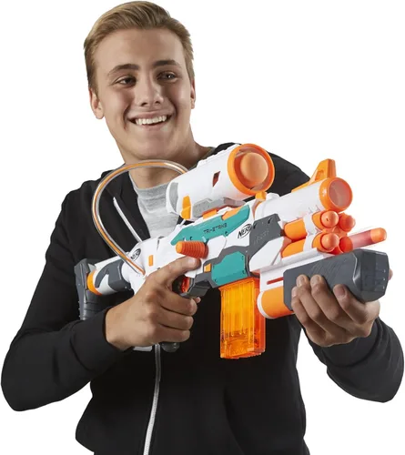 Miniatura 7 de Nerf Modulus Tri-Strike Blaster, Cañón Mega, Lanzacohetes, Cargador, 1 Cohete, Juegos al Aire Libre para Niños (Exclusivo de Amazon)