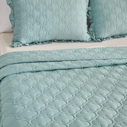 Miniatura 3 de CHIXIN Colcha con falda con volantes, caída de 30 pulgadas de largo, ropa de cama estilo Shabby Chic, ligera, juego de 3 piezas, tamaño King