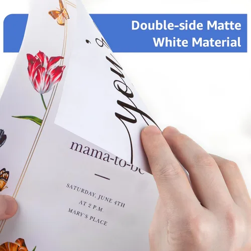 Miniatura 2 de 100 hojas de papel de cartulina blanca, papel de impresora de cartulina de 8.5 x 11, cartulina de 92 libras/8.82 oz/m², papeles de impresión gruesos