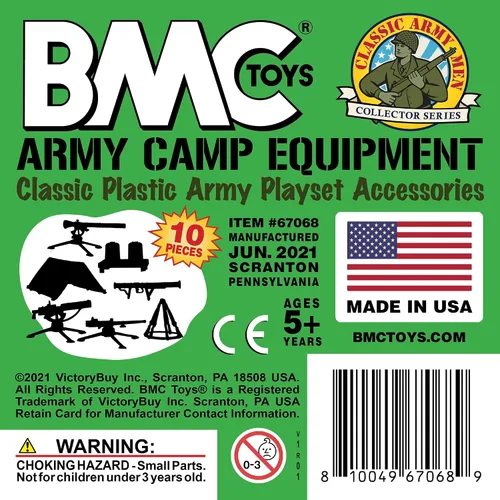 Miniatura 5 de BMC Classic - Juego de accesorios de plástico para hombre, 10 unidades de campamento militar, fabricado en EE. UU Verde medio