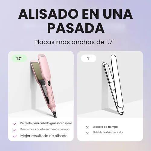 Miniatura 4 de Wavytalk Plancha plana de ventilación de 1.75 pulgadas de ancho para cabello húmedo o seco, alisador con doble voltaje que deja un aspecto suave