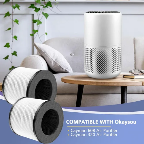 Miniatura 2 de Cayman 608/320 Filtro compatible con Okaysou Cayman 608/320 Air Purifie-r, filtración 3 en 1, paquete de 2