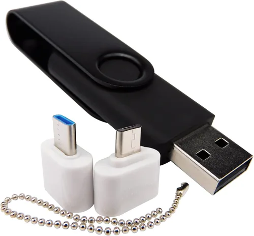 Miniatura 17 de Mini unidad flash USB de capacidad con 1 OTG (Micro USB) y 1 adaptador tipo C (USB-C) para teléfono móvil (naranja, 128 MB)
