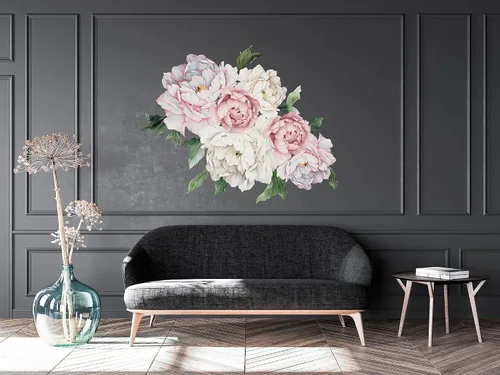 Miniatura 3 de Pegatina de pared de peonía grande con diseño de peonía, calcomanías de pared de flores para niños, acuarela, floral, removible, despegar y pegar