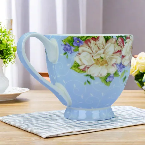 Miniatura 7 de Tazas de café de porcelana de hueso de 16oz para mujeres Tazas Flora Tazas de café y té Novedades Tazas de café para regalar a mujeres, mamá, amigas