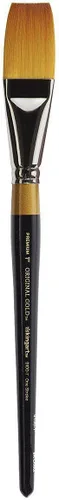 KINGART Premium Original Gold 9100-1 One Stroke Series - Cepillo para artista, pelo sintético Taklon dorado, mango corto, para acrílico, acuarela,