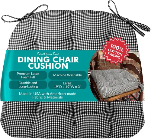 Miniatura 118 de Barnett Home Decor Ticking Stripe Berlin Blue - Almohadilla para silla de comedor con lazos, tamaño mediano 18, relleno de espuma de látex, lavable