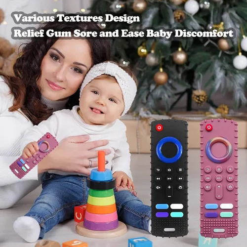 Miniatura 6 de Mordedores de silicona juguetes de dentición para bebés, mordedores con forma de control remoto de TV para bebés de 6-12-18 meses, mordedores