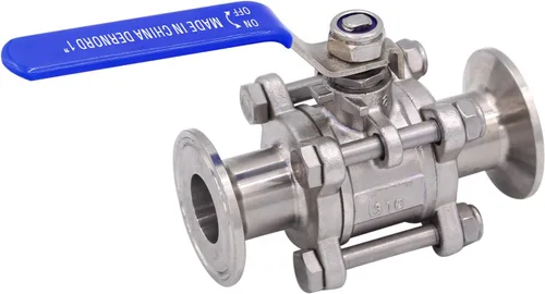 Miniatura 6 de DERNORD Válvula de bola sanitaria de 1 pulgada para trébol de tres abrazaderas de 1.5 pulgadas, acero inoxidable 304, revestimiento de PTFE