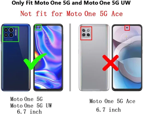 Miniatura 2 de Motorola One 5G Funda para teléfono celular, funda protectora híbrida de policarbonato duro suave TPU a prueba de golpes, soporte de anillo
