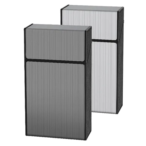 Estuche de cigarrillos 2 unidades de 3.937 in tamaño King de 3.937 in (negro + plata) (negro + plata, 3.937 in)