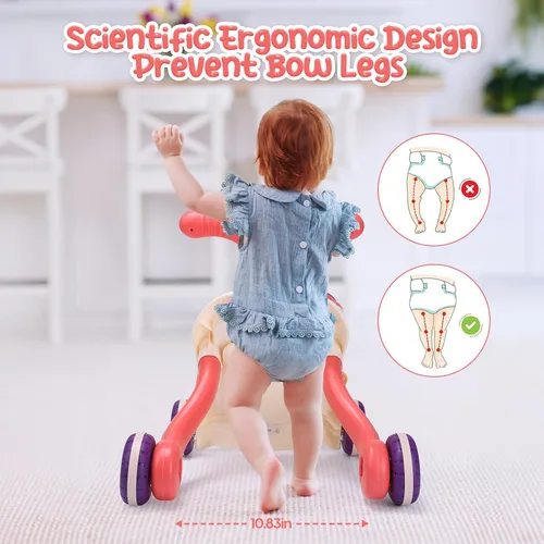 Miniatura 6 de CUTE STONE Andador para bebé para niños y niñas, 2 en 1 Andador de sentarse a pararse con centro de actividades, juguete para caminar de bebé
