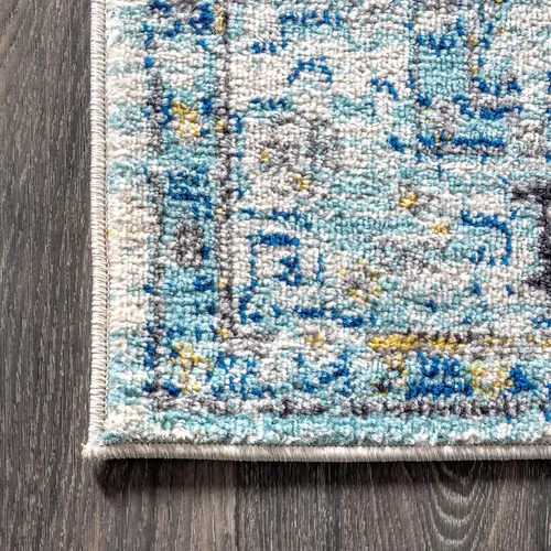 Miniatura 5 de JONATHAN Y Alfombra moderna de estilo bohemio vintage con medallón crema/azul, de 4 x 6 pies, bohemio, tradicional, fácil de limpiar, para sala