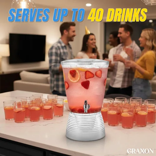 Miniatura 9 de Dispensador de bebidas para fiestas (2.5 galones), dispensador de agua de plástico grande para encimeras, sin ensuciar, fácil de montar y lavar