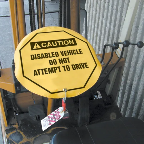 Miniatura 2 de Accuform NMC KDD717 - Funda para volante para etiquetado de bloqueo, estilo ANSI, leyenda "Caution Disabled Vehicle DO NOT...Drive", vinilo