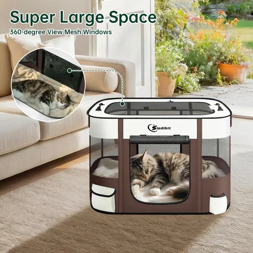 Miniatura 7 de Siedihit Corralito para Perros y Gatos, Corralitos Portátiles para Mascotas y Cachorros para Jaula de Viaje al Aire Libre, Uso Interior Después
