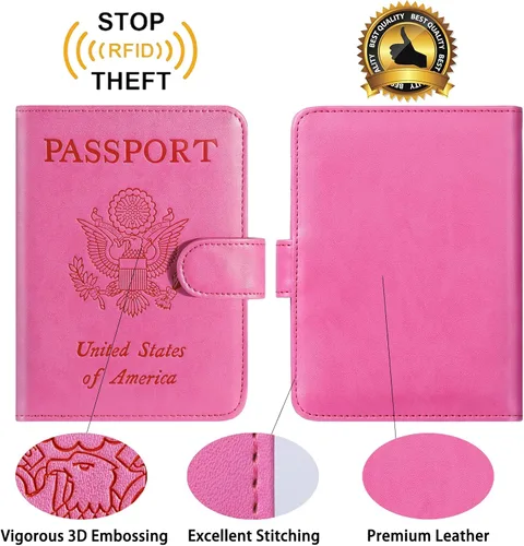 Miniatura 2 de Funda para pasaporte de piel con bloqueo RFID accesorios de viaje para mujeres y hombres
