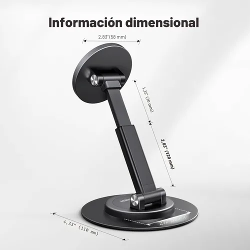 Miniatura 8 de UGREEN Soporte magnético para teléfono MagSafe, soporte de iPhone de altura ajustable para escritorio con rotación de 360° compatible con iPhone 17