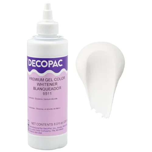 DecoPac Colorante Alimentario en Gel Premium | Colorante Alimentario Blanco para Repostería | 8oz | Blanqueador para Crema de Mantequilla, Fondant,