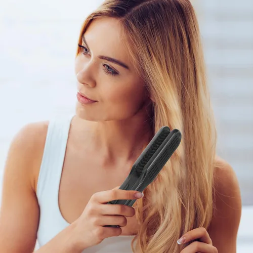 Miniatura 3 de Cepillo alisador de cabello con abrazadera de doble cara peine antiestático para todo tipo de cabello, herramienta de peinado de 8.66 pulgadas