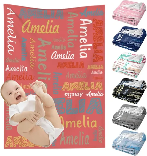 Miniatura 22 de Mantas de bebé personalizadas para niñas y niños, regalos personalizados para bebés, niñas y niños