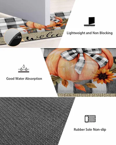Miniatura 2 de Tapete de baño de Acción de Gracias para bañera, antideslizante, de secado rápido y absorbente, tierra de diatomeas, para ducha, dormitorio, cocina