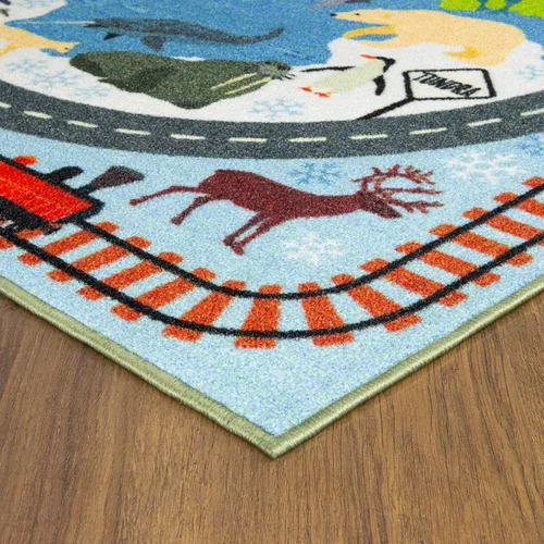 Miniatura 4 de KC Cubs 8x10 Alfombra de Carretera con Animales Safari para Coches de Juguete – Alfombra de Juego Educativa para Niños, Pequeños, Guardería, Aula