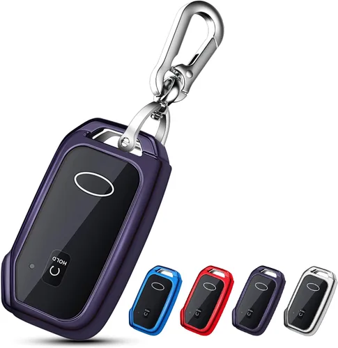 Miniatura 14 de QBUC Funda para llavero KIA, funda para llavero con llavero para Kia Ceed Cerato Forte, etc. (1 botón o no solo en la superficie frontal) (azul)