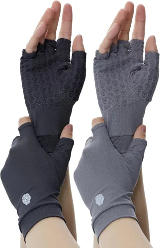 Miniatura 13 de Guantes sin dedos SPF para hombre y mujer, guantes de conducción unisex con protección solar UPF 50+ con gel de silicona