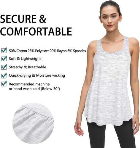Miniatura 14 de Cestyle - Camiseta sin mangas para mujer, cuello redondo, corte holgado, para entrenamiento