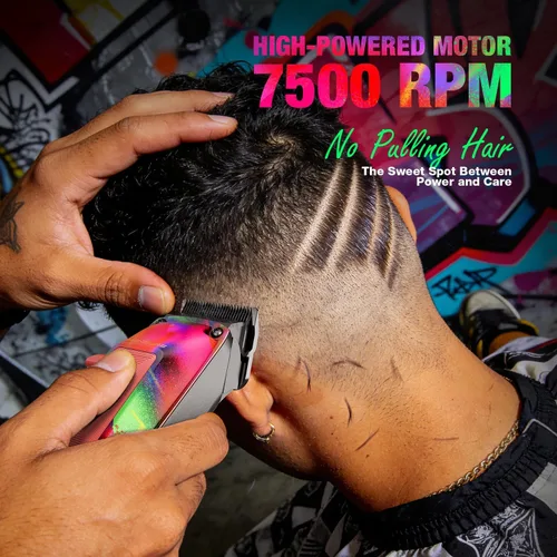 Miniatura 6 de Mensure Cortapelos profesionales para hombres, cortapelos de metal de 7500 RPM con diseño de graffiti, hoja ajustable sin hueco, kit de cortaúñas