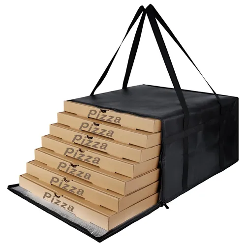 Miniatura 14 de Paquete de 1 bolsa aislada para entrega de alimentos con parte inferior dura, calentadores de alimentos comerciales XXXL para conductores de Negro