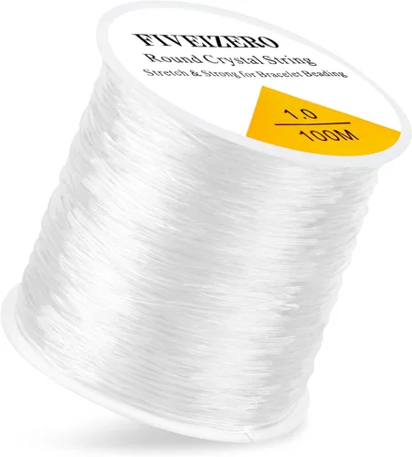 Miniatura 8 de 6 Rollos FIVEIZERO Cordón Elástico para Pulseras, 0.4mm, 0.5mm, 0.6mm, 0.7mm, 0.8mm, 1mm Hilo Elástico Transparente de Cristal para Pulseras