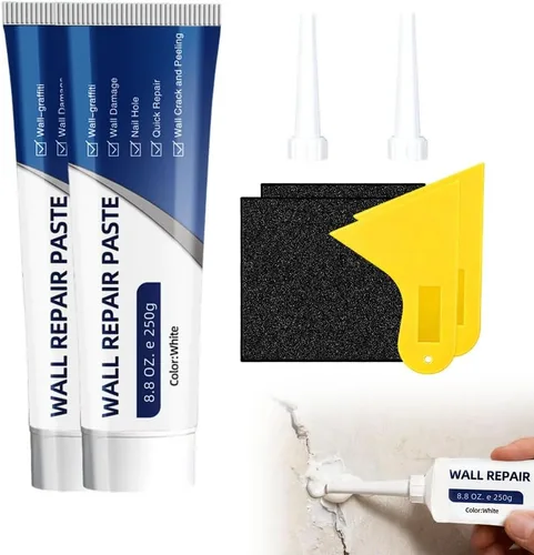 Kit de reparación eficiente de paneles de yeso con raspador, agente reparador de pared de secado rápido 2026 para agujeros y grietas, kit de 3