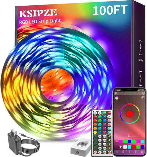 Miniatura 8 de KSIPZE Luces LED para dormitorio, tira de luces LED de 50 pies con control remoto RGB que cambia de color, sincronización de música, control