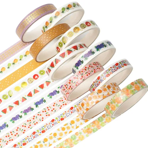 Miniatura 7 de YUBBAEX Juego de 10 rollos de cinta washi brillante, 8mm de ancho, de lámina dorada decorativa para diario de viñetas, álbum de recortes, Estrellas