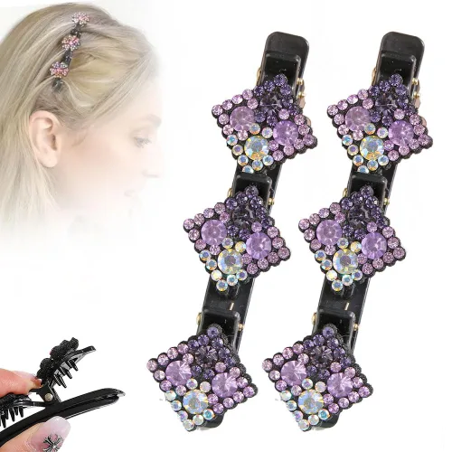 Miniatura 19 de Pinzas de pelo trenzadas con piedra de cristal brillante, pinza para el cabello para mujer, pinzas de pelo corto con pico de pato, clip de pelo